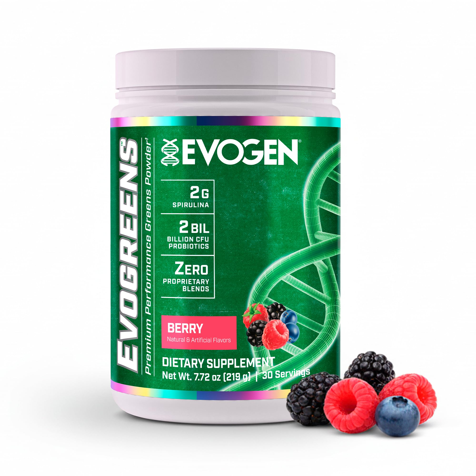 Evogen Evogreens - Super Greens Powder | Recovery, Wellness & Immunity | Berry | 30 Servings