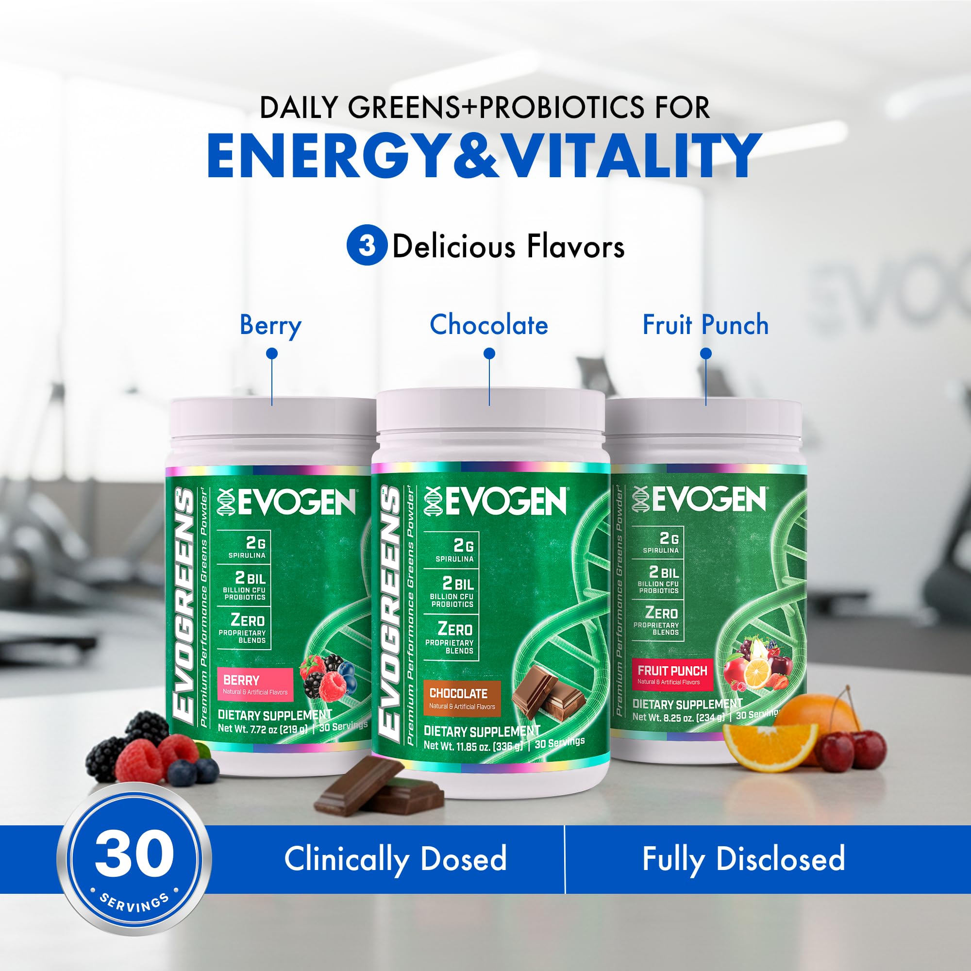 Evogen Evogreens - Super Greens Powder | Recovery, Wellness & Immunity | Berry | 30 Servings