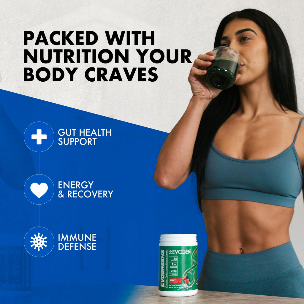 Evogen Evogreens - Super Greens Powder | Recovery, Wellness & Immunity | Berry | 30 Servings
