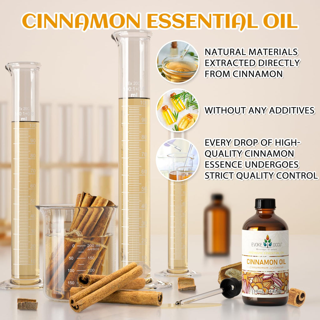 EVOKE OCCU Cinnamon Essential Oil - 4 Fl Oz | Warm Fall Scent for Diffusers