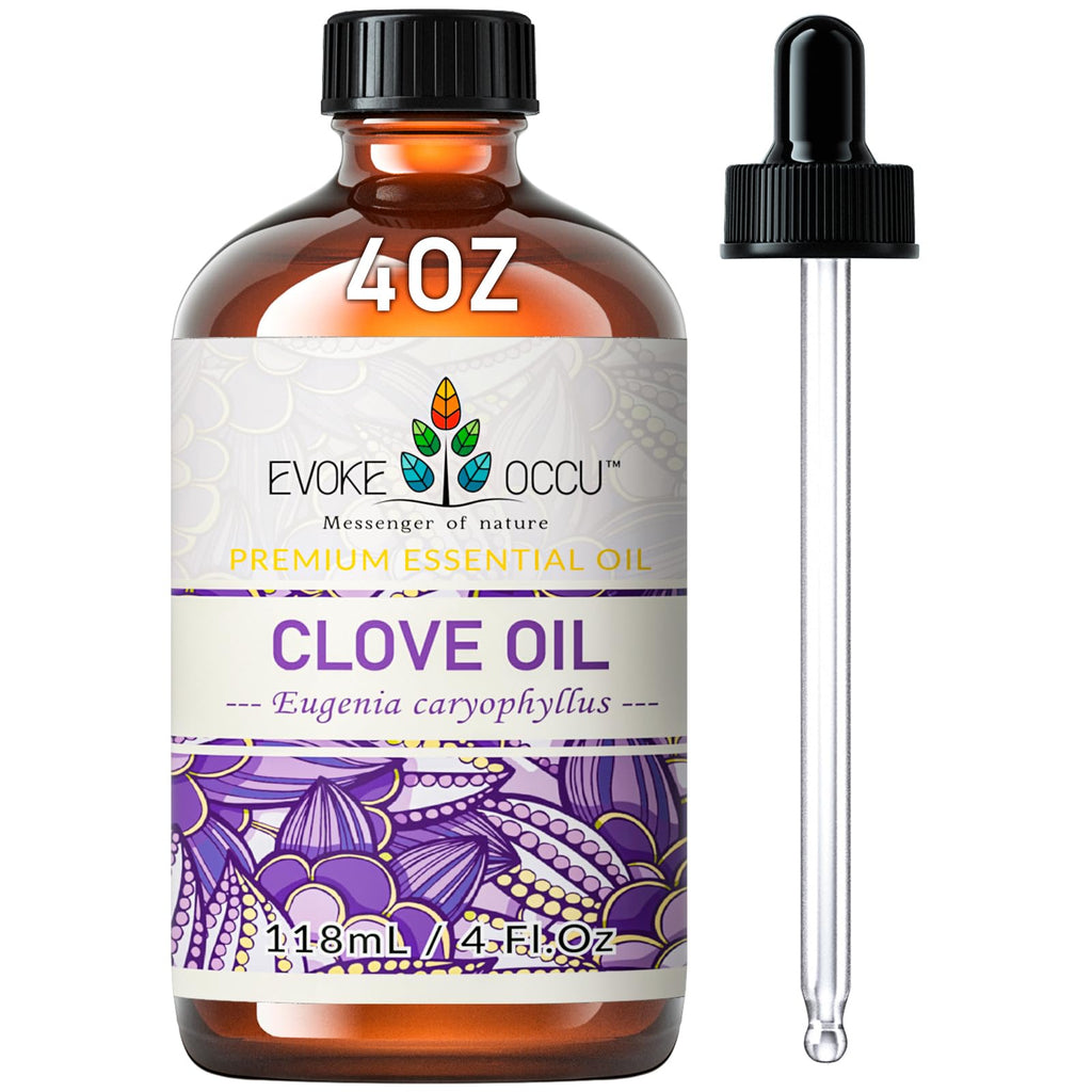 EVOKE OCCU Clove Oil for Teeth & Gums | Toothache Relief & Fresh Breath (DIY Mouthwash) – 4 Fl Oz