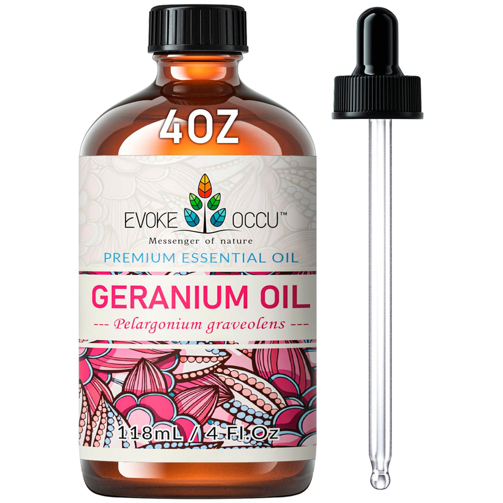 EVOKE OCCU Geranium Essential Oil 4 oz | Pure, Natural for Skin & Hair
