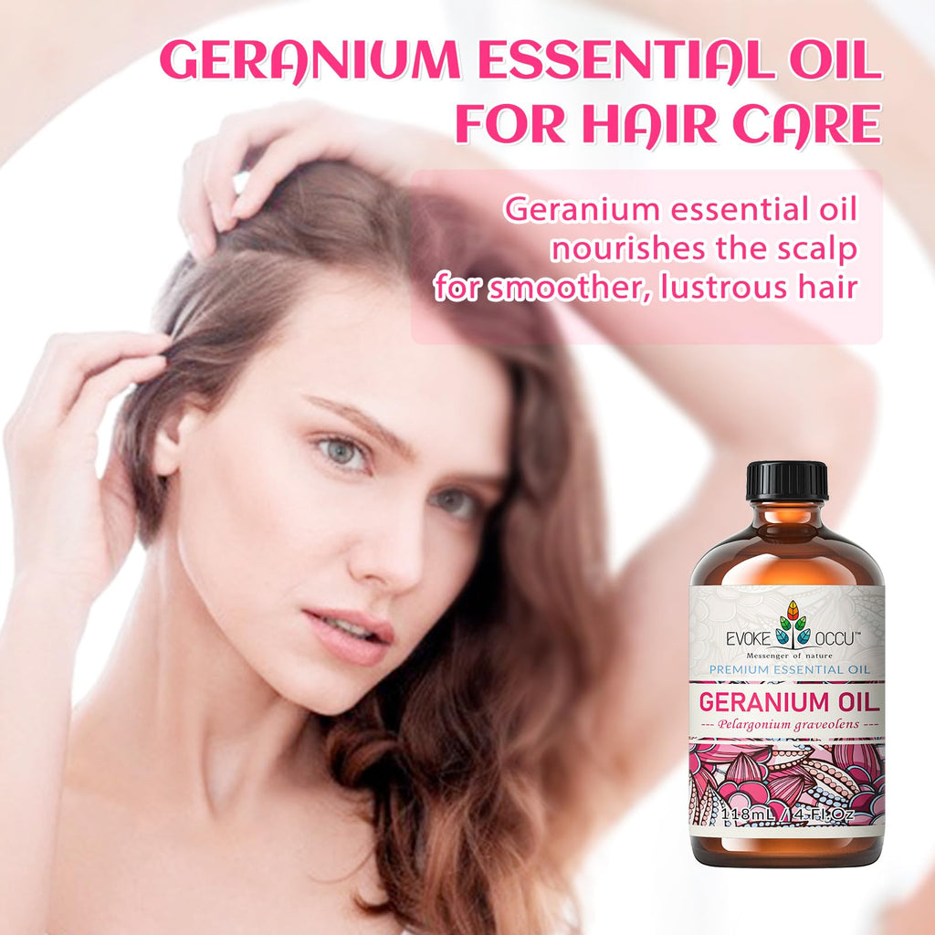 EVOKE OCCU Geranium Essential Oil 4 oz | Pure, Natural for Skin & Hair