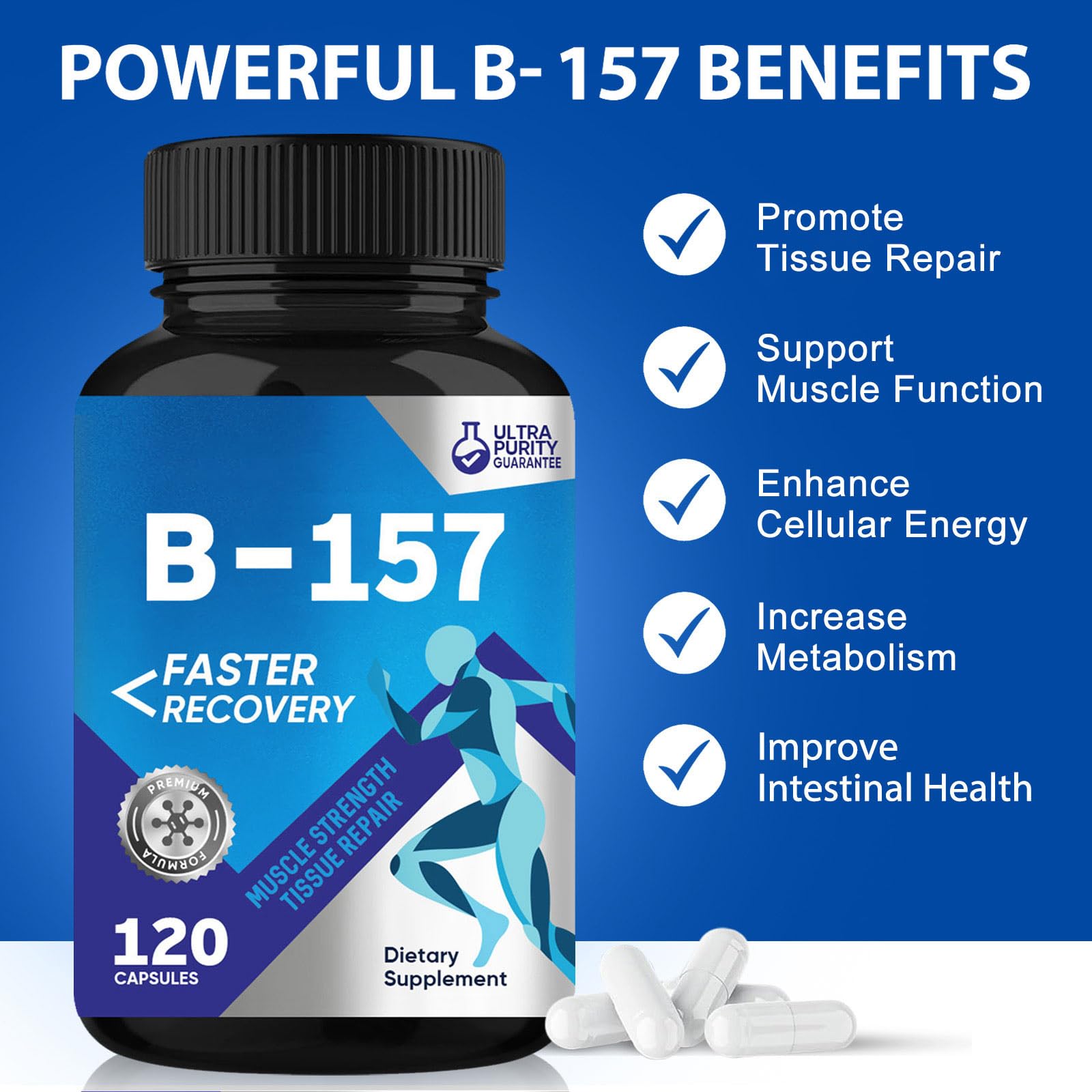 EVYOUNG BP 157 Peptide Capsules 1000mcg - Non-GMO, Gluten-Free, 120 ct