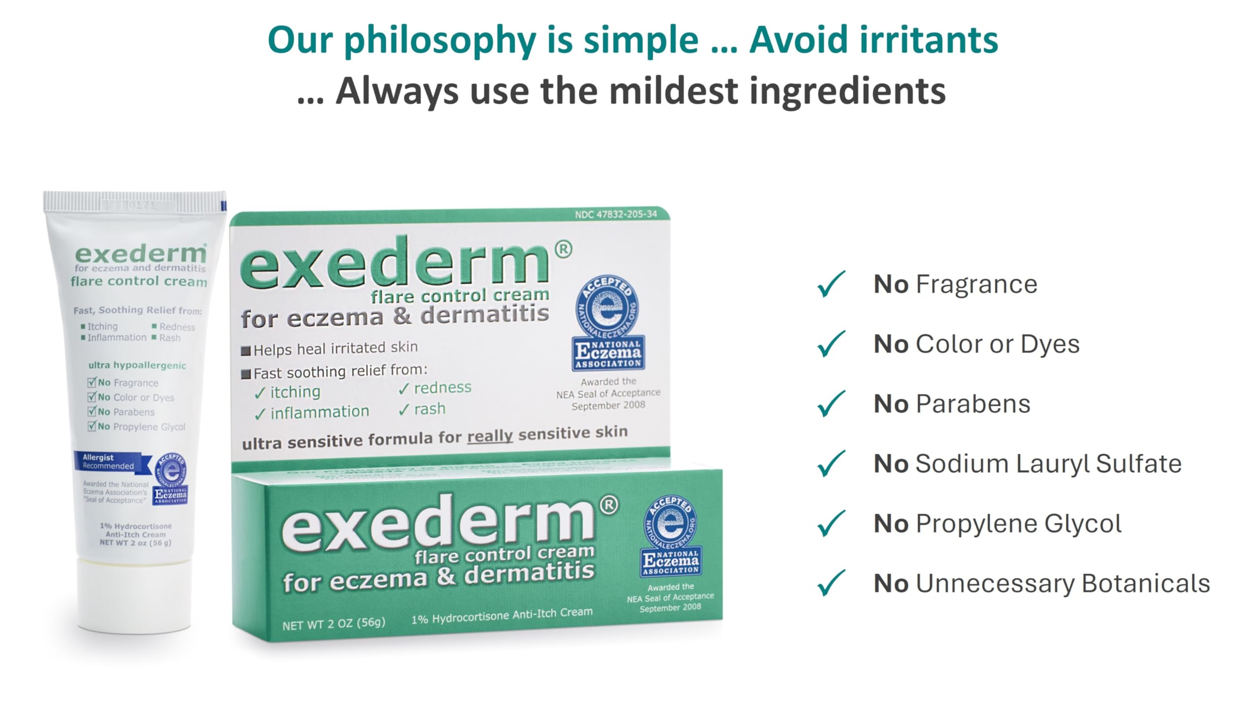 Exederm Flare Control Cream for Eczema & Dermatitis, 2oz