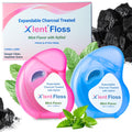 Expandable Charcoal Dental Floss with Xylitol & Mint – PFAS/PTFE Free | Pack of 2 (50 m each)