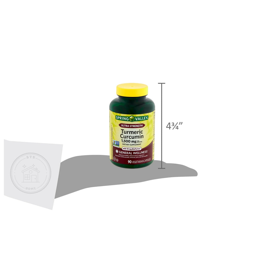 Spring Valley Turmeric Supplement | Turmeric Curcumin Ultra Strength 1,500 mg, 90 Count + STS Sticker