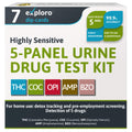 Exploro 5 Panel Drug Test Kit – At-Home Urine Test for THC, Cocaine, Opiates, Amphetamines & Benzodiazepines (7 Pack)