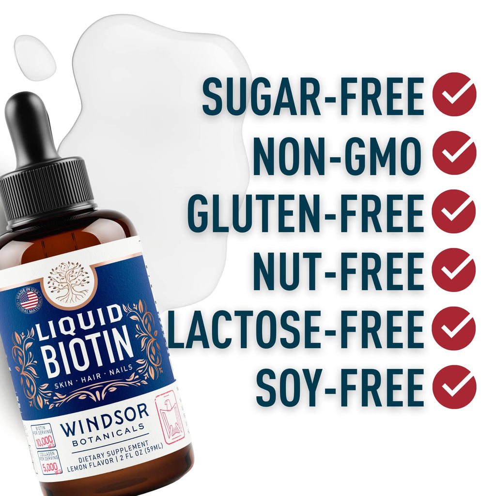 Biotin Liquid with Collagen for Hair Growth – 10,000mcg Biotin + 5,000mcg Collagen Drops – 2oz