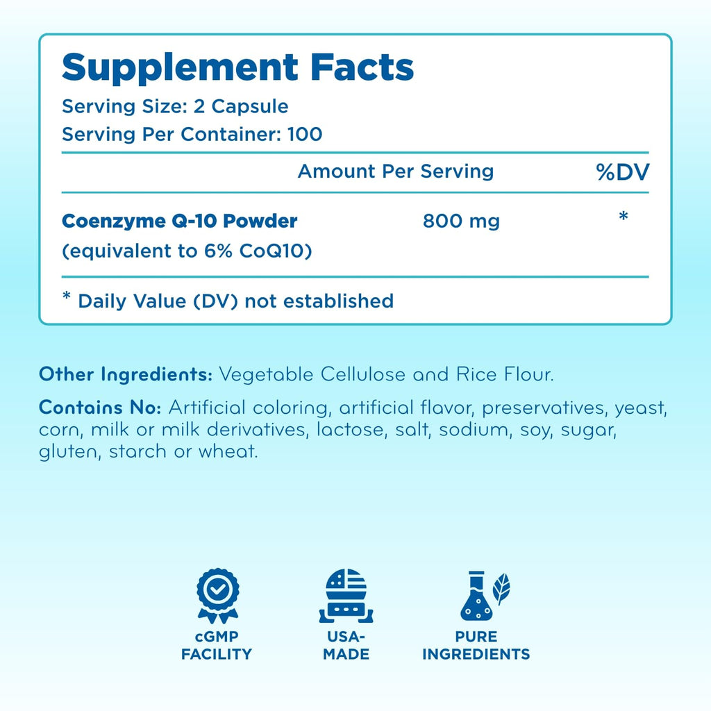 Extra Strength CoQ10 800mg - Quick Absorption Ubiquinone 800mg | 100 Servings