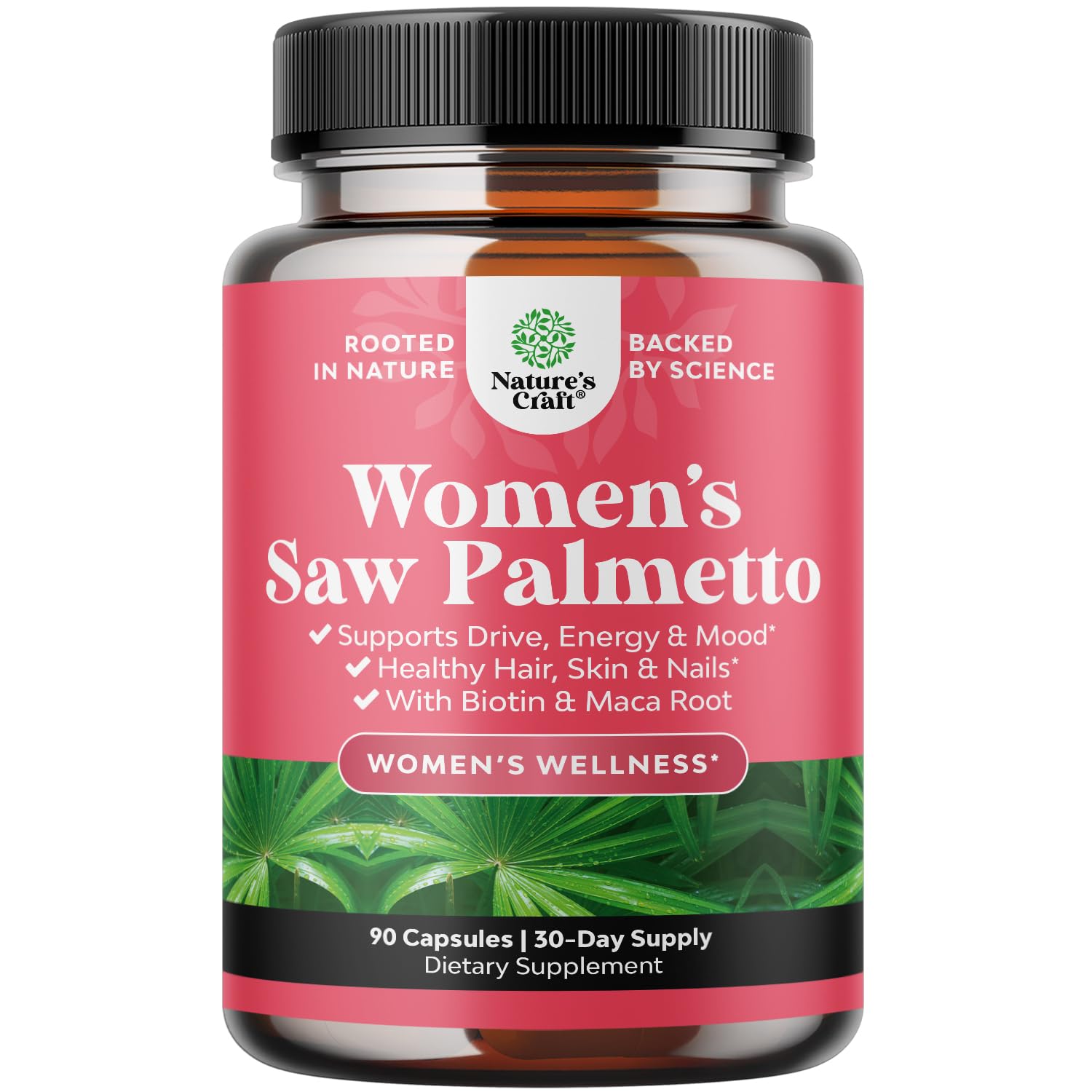 Extra Strength Saw Palmetto for Women 500mg – DHT Blocker Hair Vitamins (90 Capsules)
