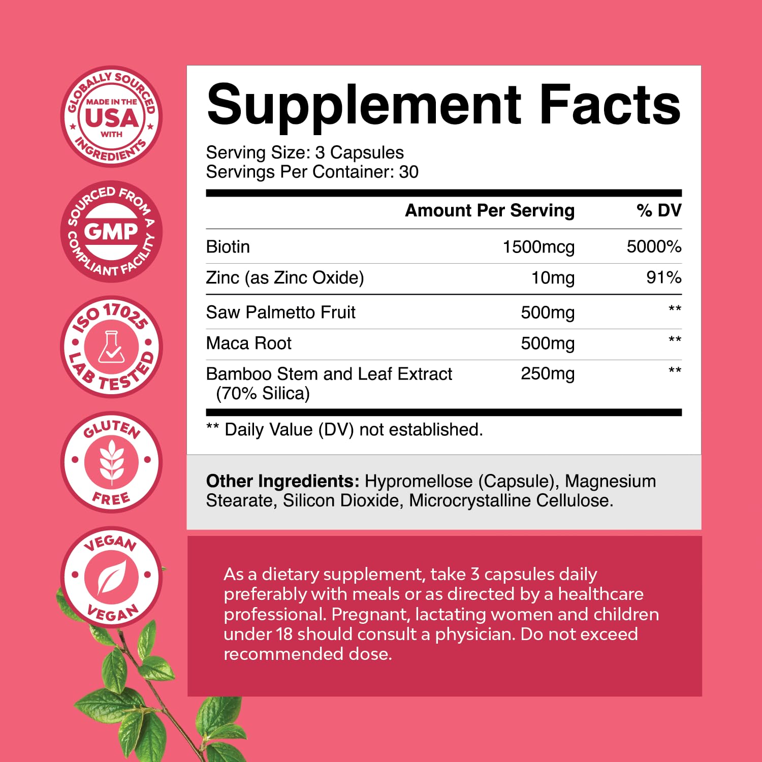 Extra Strength Saw Palmetto for Women 500mg – DHT Blocker Hair Vitamins (90 Capsules)