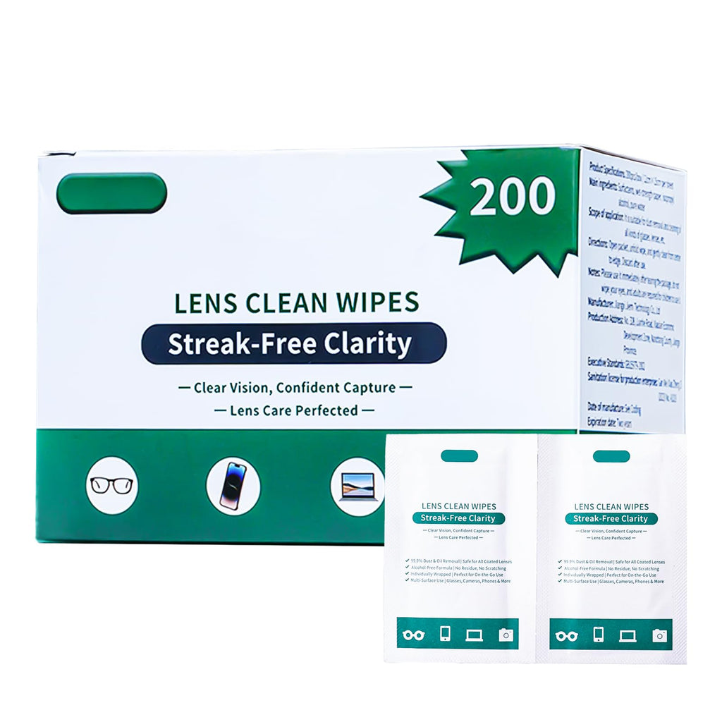 Eye Glasses Cleaner Wipes – Lens Wipes for Glasses & Sunglasses – 200PCS, Individually Wrapped