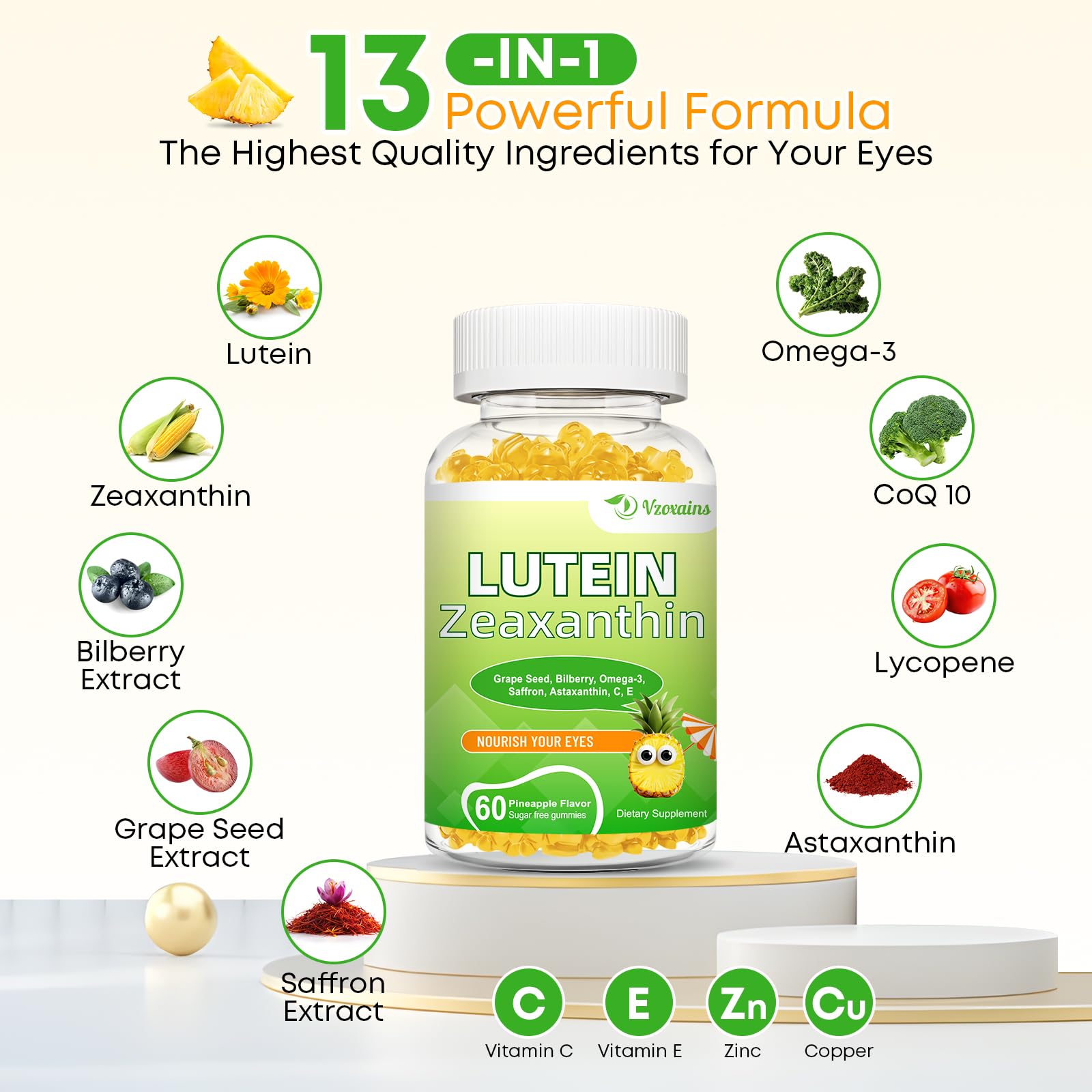 Lutein 20 mg with Zeaxanthin Gummies – Eye Health Support (120 ct)