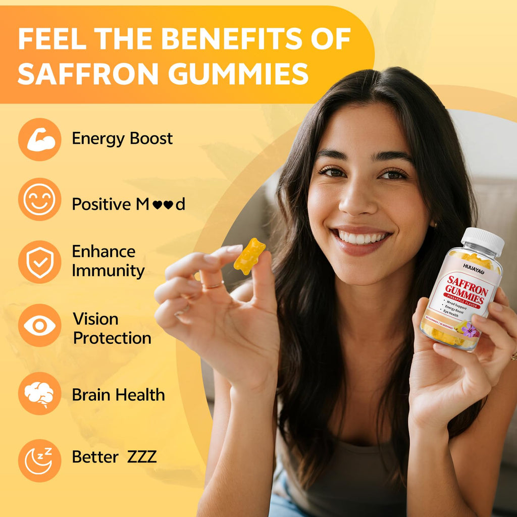 10-IN-1 Saffron Gummies – Sugar Free Mood & Focus Support (Pineapple, 120 Count)