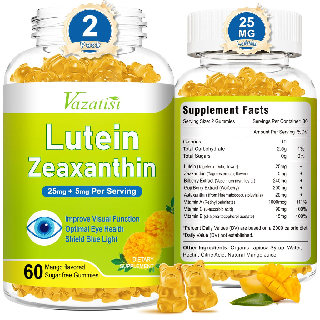 Eye Vitamins Lutein & Zeaxanthin Gummies – Sugar-Free Mango, 120 Count