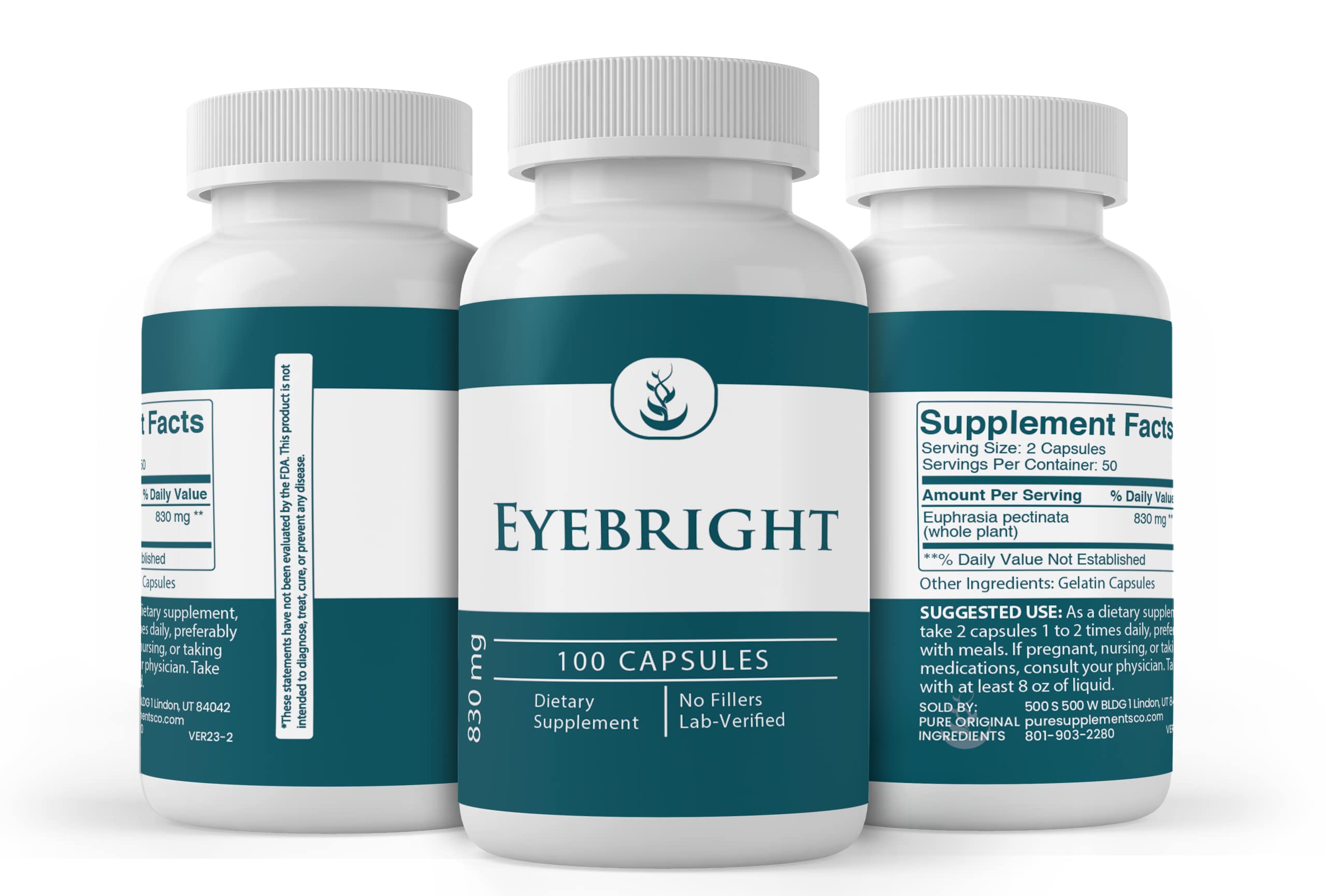 Pure Eyebright Capsules – 100 Count | No Additives or Fillers | Lab Verified