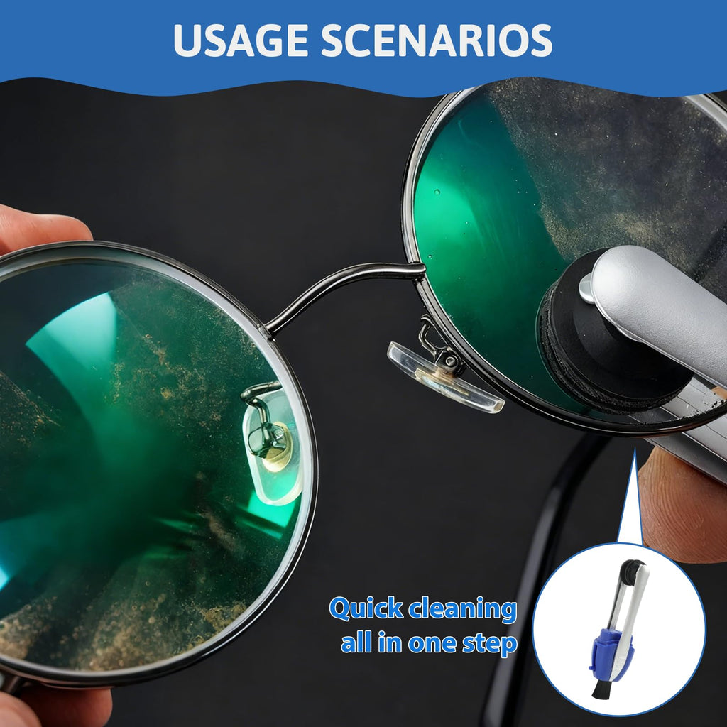 3-Pcs Portable Microfiber Eyeglass Cleaner – Compact Lens Cleaner with Carbon Microfiber Technology (Black, Blue & Gold)