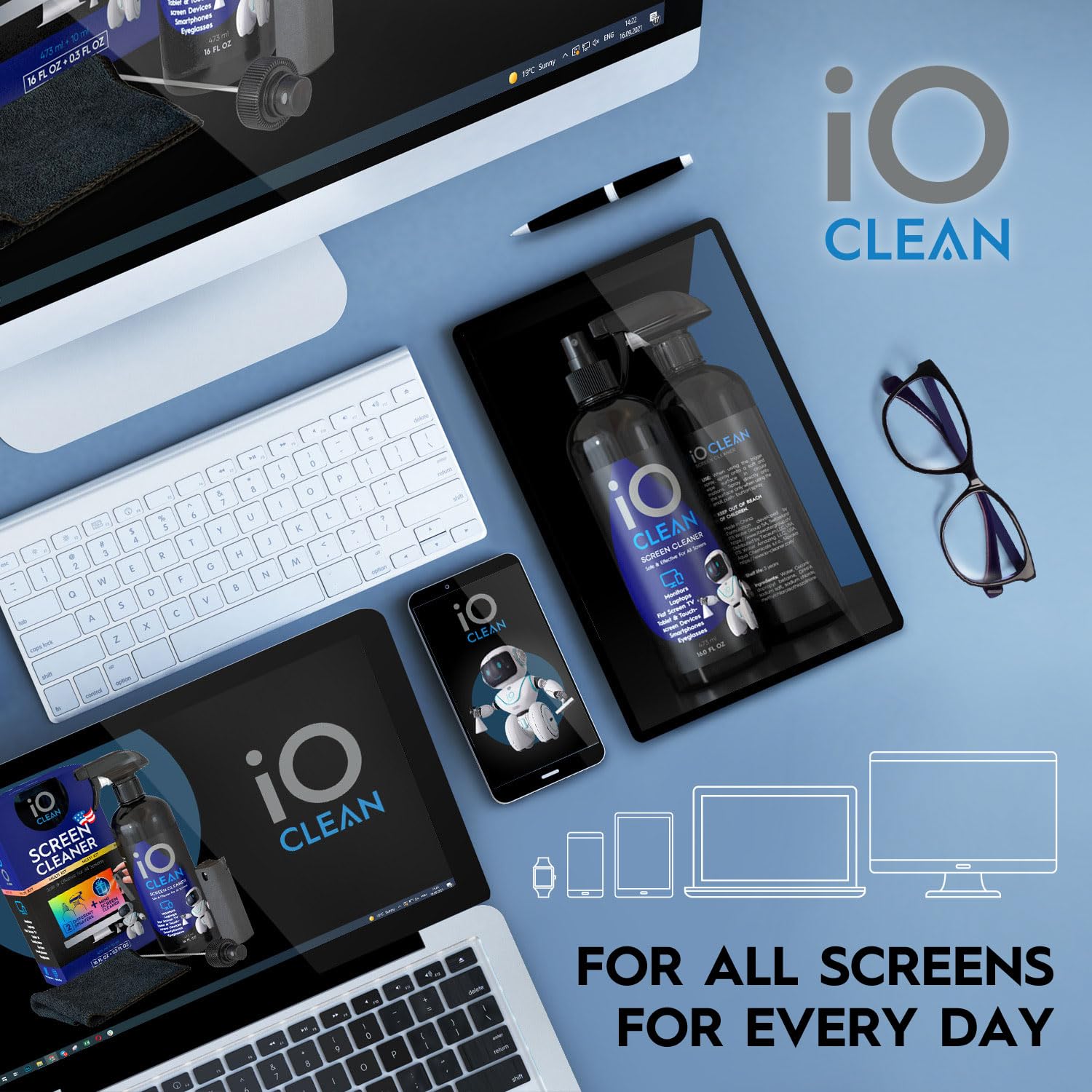 Eyeglass Lens Cleaner Kit – 3.38oz + 3.38oz + 2 Microfiber Cloths Included