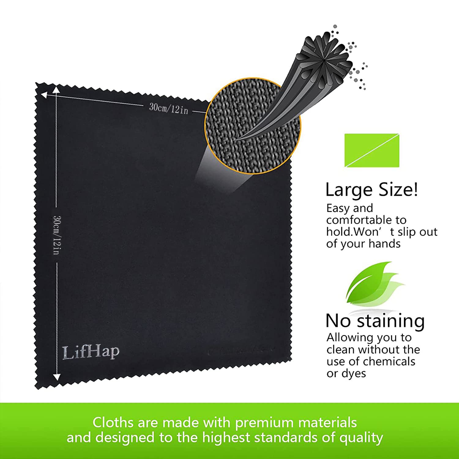 Extra Large 12x12 Microfiber Cleaning Cloths – 5-Pack for Eyeglasses & Screens