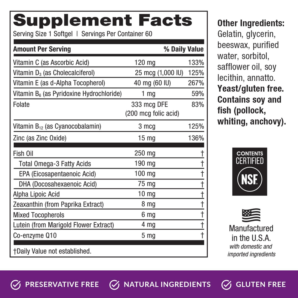 EyePromise Restore Eye Health Supplement – 60 Softgels, 30-Day Supply | Zeaxanthin, Lutein & Omega-3