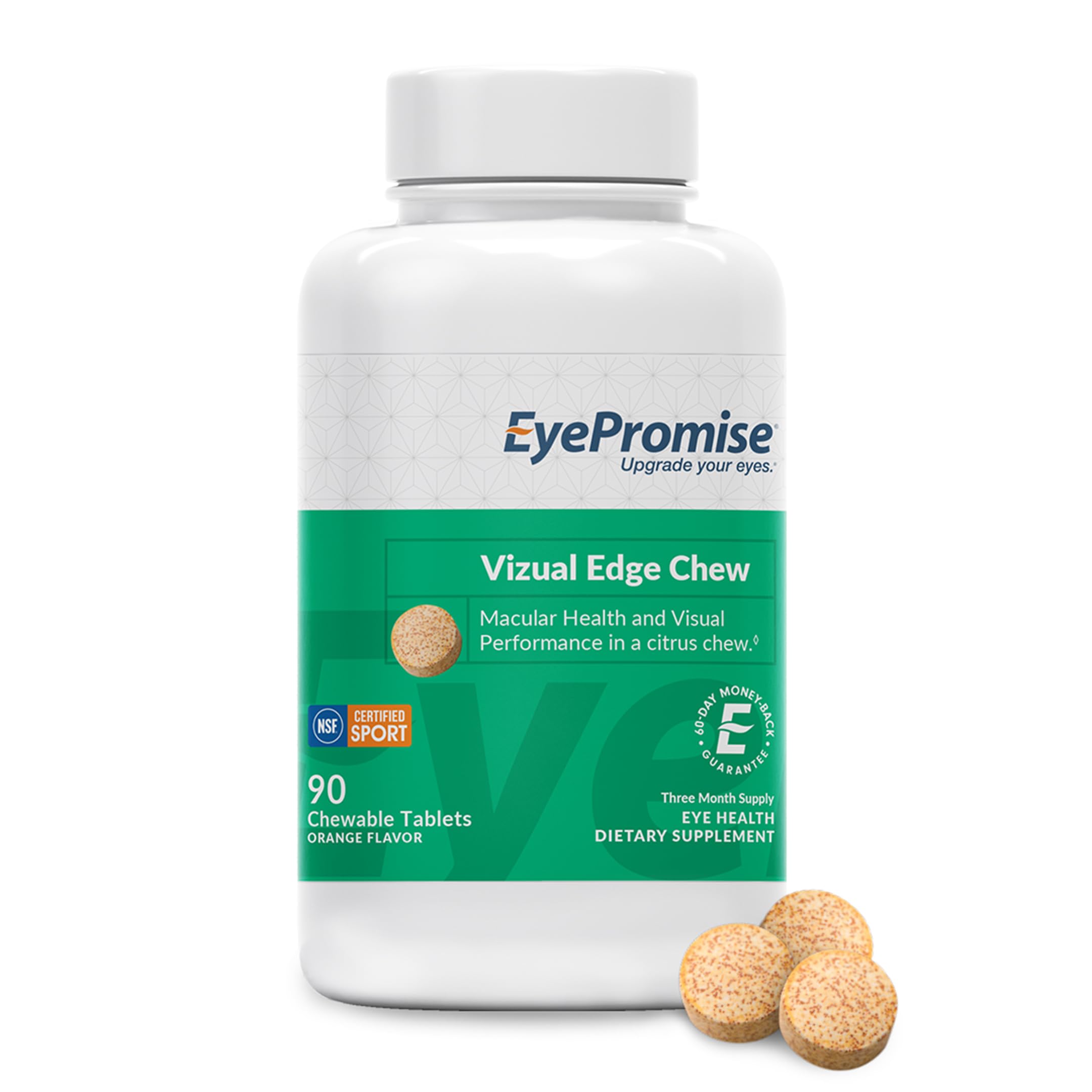 EyePromise Vizual Edge Supplement - 90 Chewable Tablets, Citrus Flavor | AREDS 2 Eye Vitamin with 20 mg Zeaxanthin & 10 mg Lutein for Vision Quality & Clarity