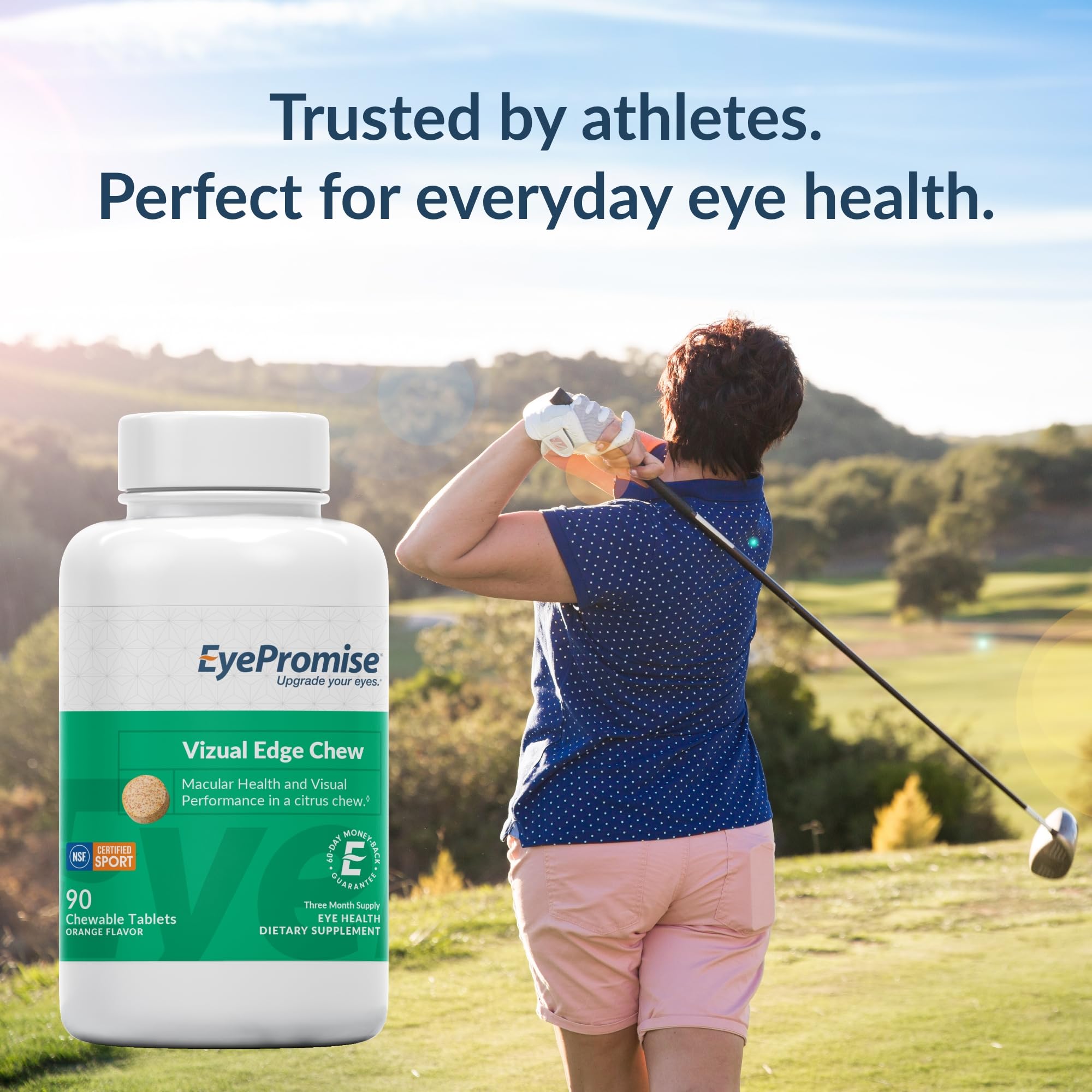 EyePromise Vizual Edge Supplement - 90 Chewable Tablets, Citrus Flavor | AREDS 2 Eye Vitamin with 20 mg Zeaxanthin & 10 mg Lutein for Vision Quality & Clarity
