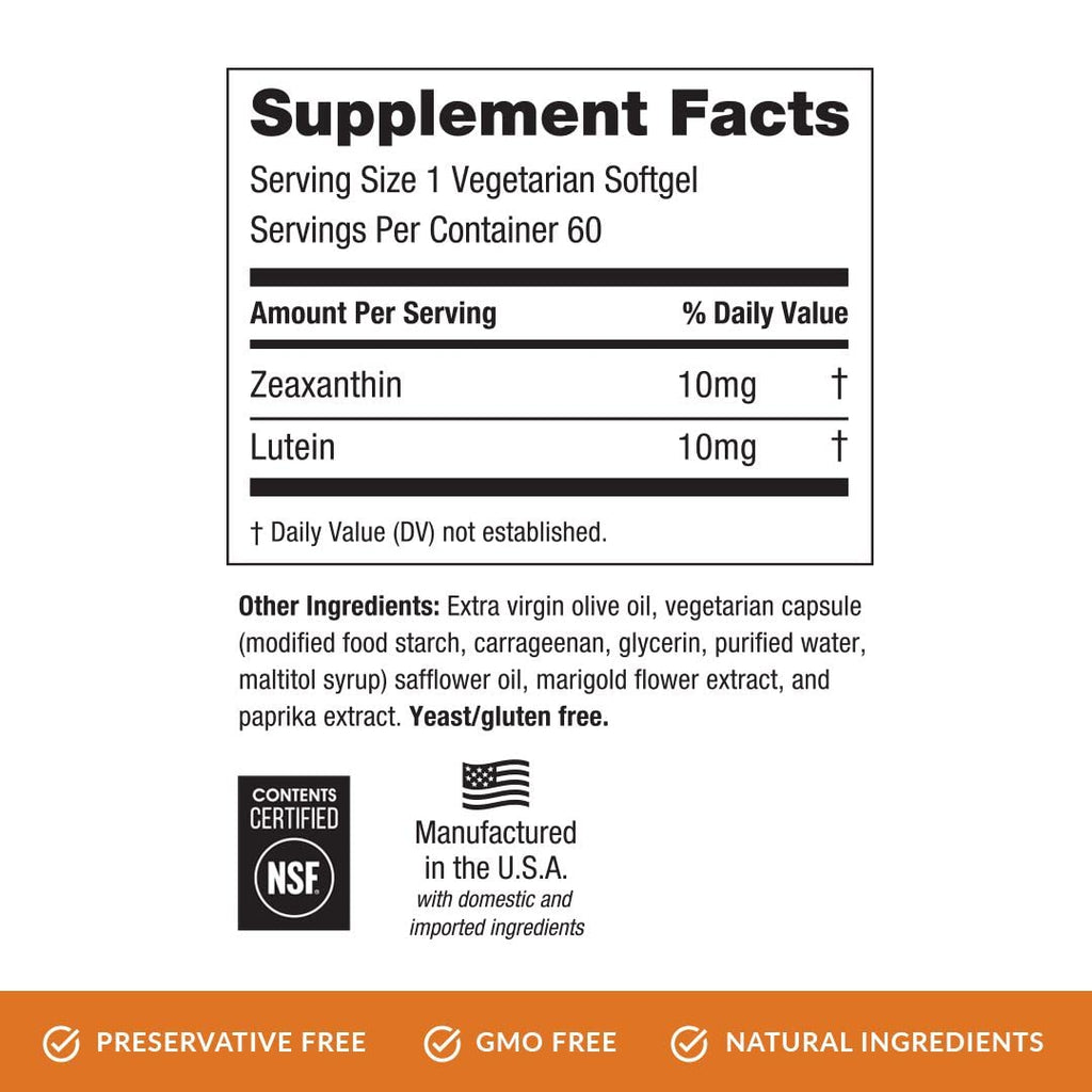EyePromise Zeaxanthin + Lutein Eye Vitamin – 60 Softgels | Gluten-Free & Vegetarian