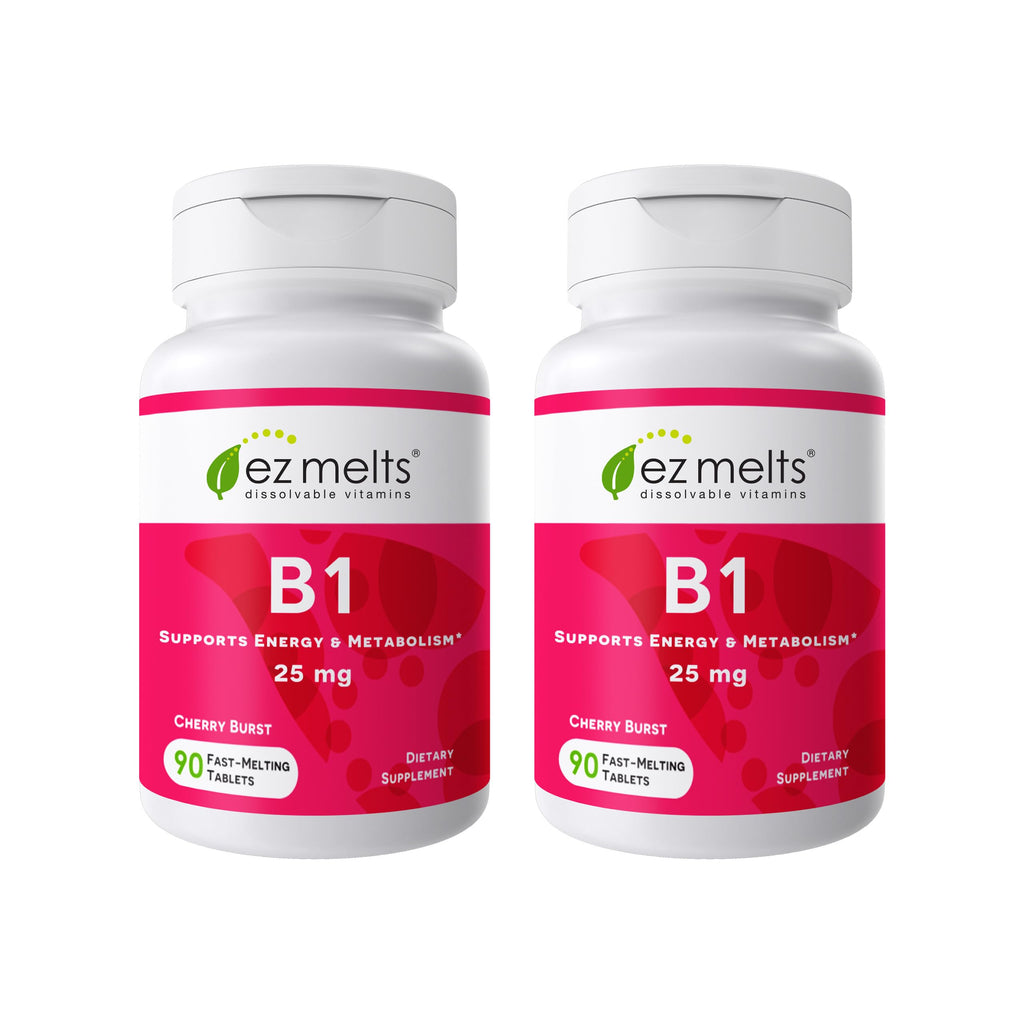 EZ Melts B1 25 mg – Dissolvable Vitamin B1, Sugar-Free, 45-Day Supply, 2 Pack