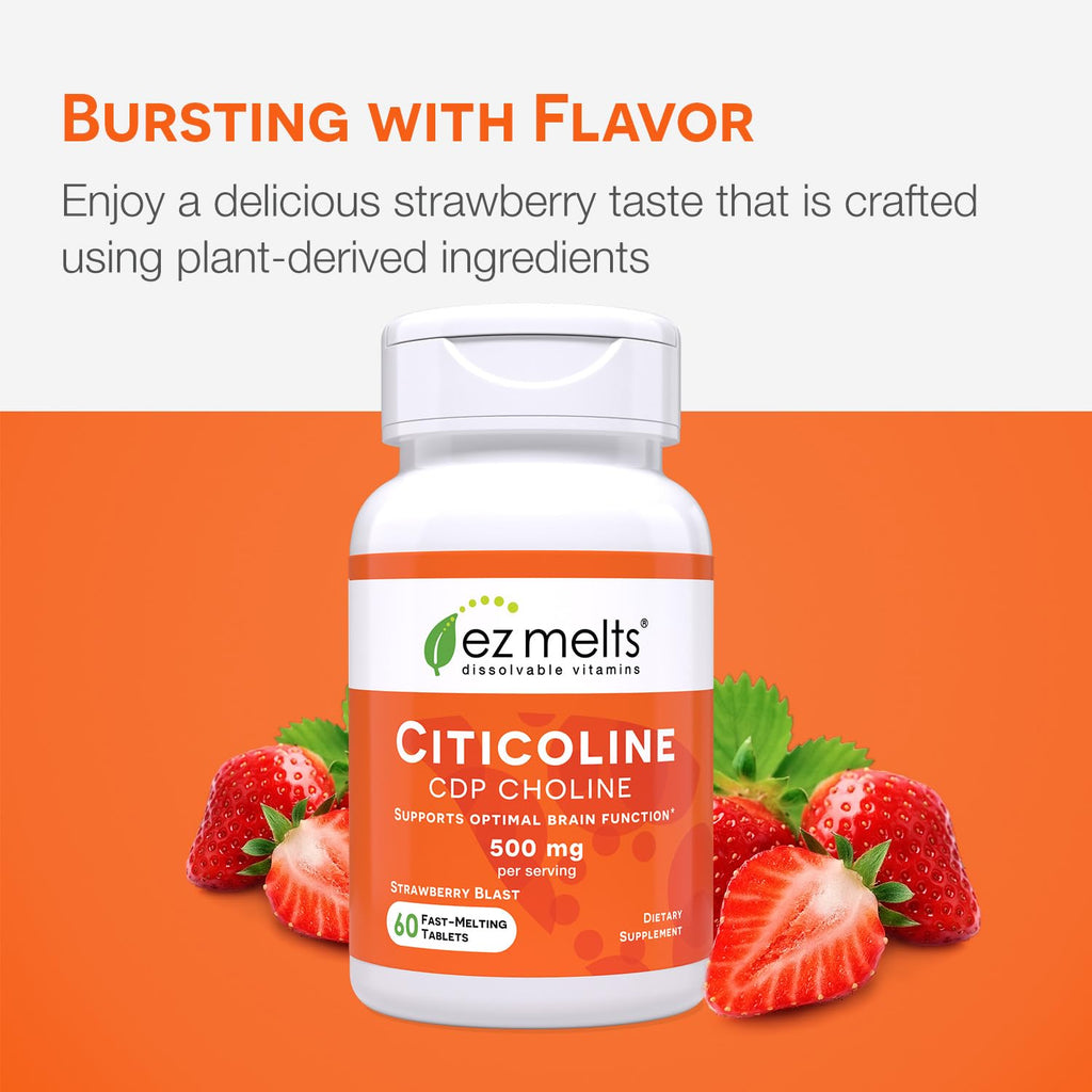 EZ Melts Dissolvable Citicoline 250 mg – Sugar-Free, 2-Month Supply (2 Pack)