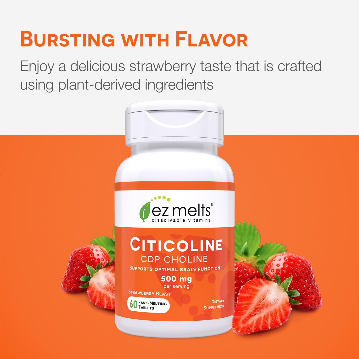 EZ Melts Dissolvable Citicoline 250 mg – Sugar-Free, 2-Month Supply (2 Pack)