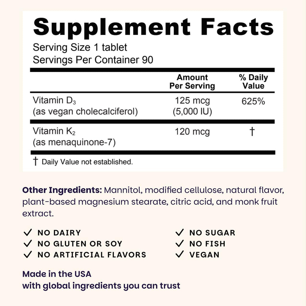 EZ Melts D3 K2 5000 IU – Sugar-Free, Dissolvable Vitamin for Bone & Joint Support | 2-Pack
