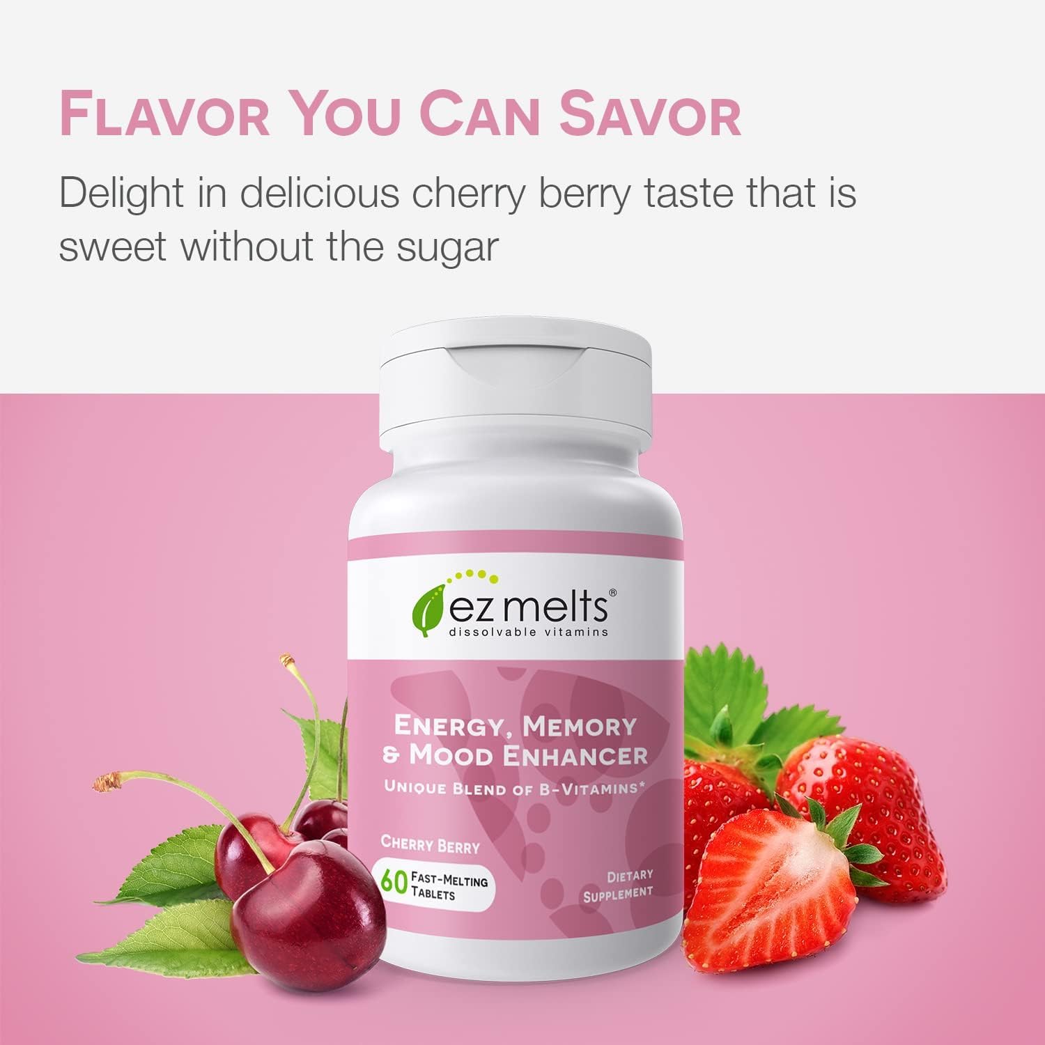 EZ Melts Dissolvable Energy, Memory & Mood Enhancer – Sugar-Free, 2-Month Supply | 1 Pack