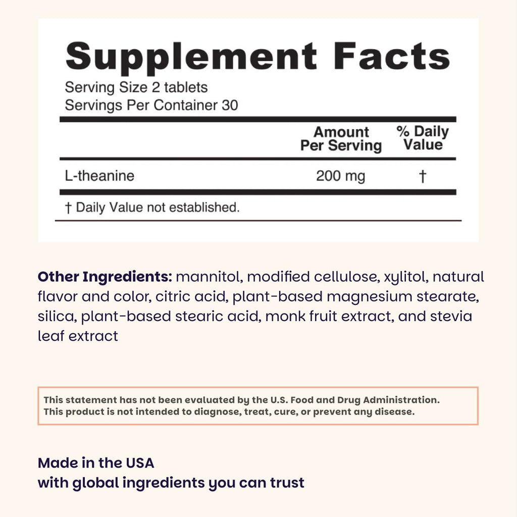 EZ Melts Dissolvable L-Theanine 200 mg – Sugar-Free 2-Pack (1-Month Supply)