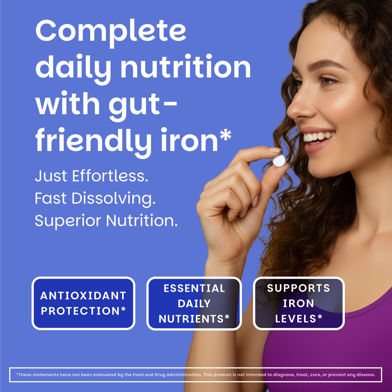 EZ Melts Sugar-Free Multivitamin with Iron for Women & Men | 1 Month Supply