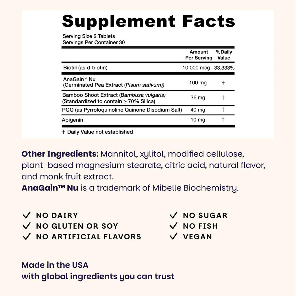 EZ Melts Hair Health Complete - Hair Growth & Strength Support (AnaGain Nu, Biotin)