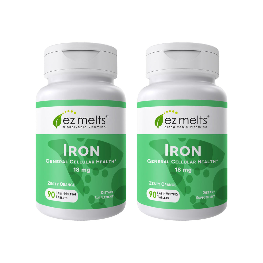 EZ Melts Dissolvable Iron 18 mg | Sugar-Free, 3-Month Supply (180 Count, Pack of 2)