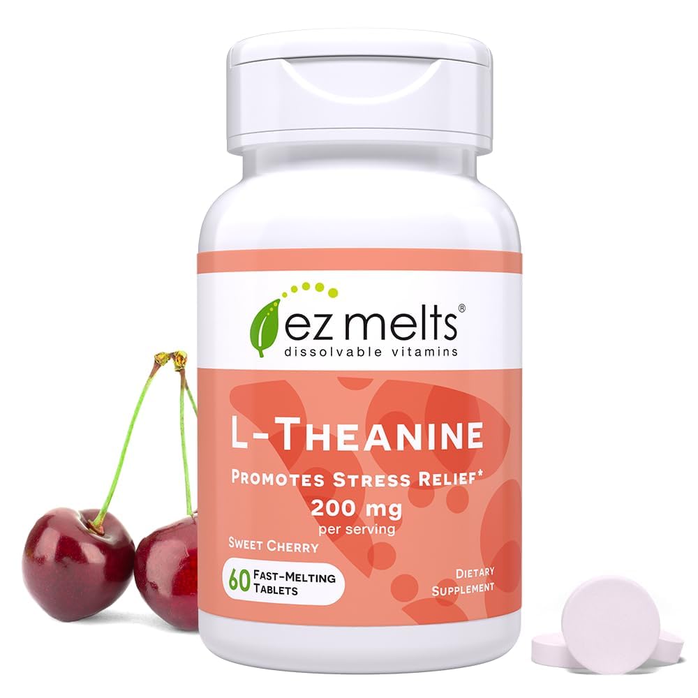 EZ Melts Dissolvable L-Theanine 200 mg, Sugar-Free, 1-Month Supply - 1 Pack