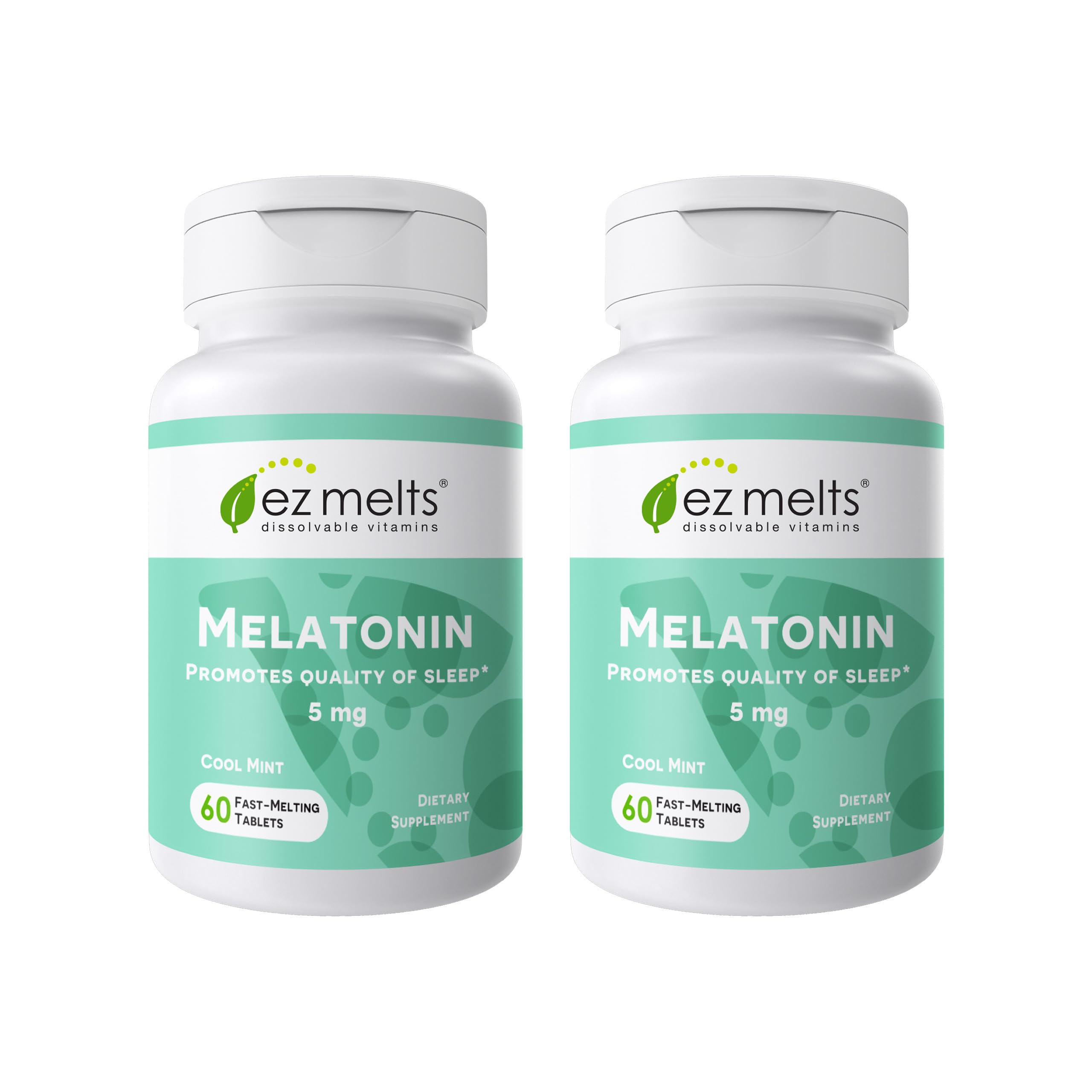 EZ Melts Dissolvable Melatonin 5 mg - Sugar-Free, 2-Month Supply, Cool Mint Flavor - 2 Pack