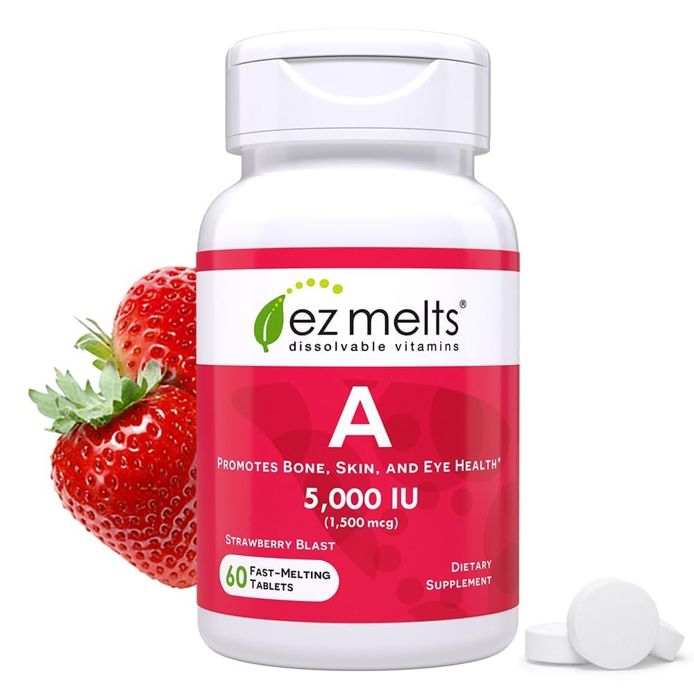 EZ Melts Vitamin A 5000 IU – Dissolvable, Sugar-Free, 2-Month Supply (1 Pack)