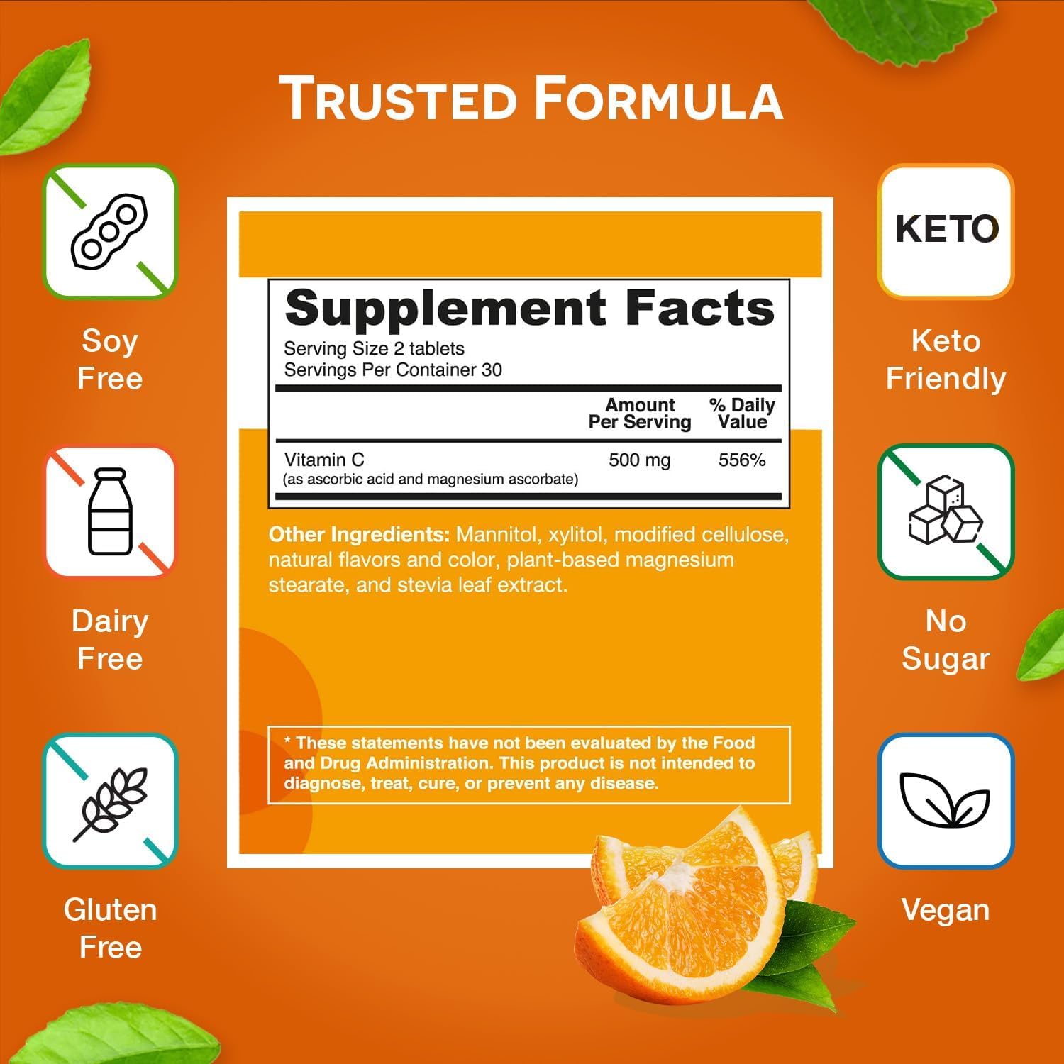 EZ Melts Vitamin C – 60 Dissolvable Tablets (Orange Citrus) | Immune Support, Antioxidant, Non-GMO, Sugar-Free
