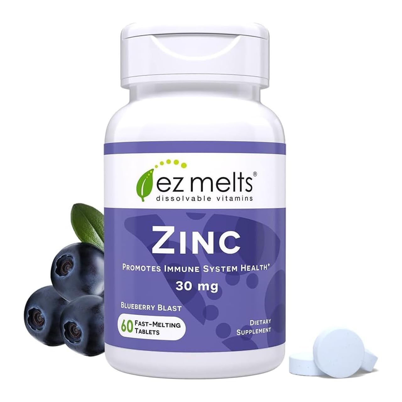 EZ Melts Dissolvable Zinc 30 mg – Sugar-Free, 2-Month Supply, 1 Pack