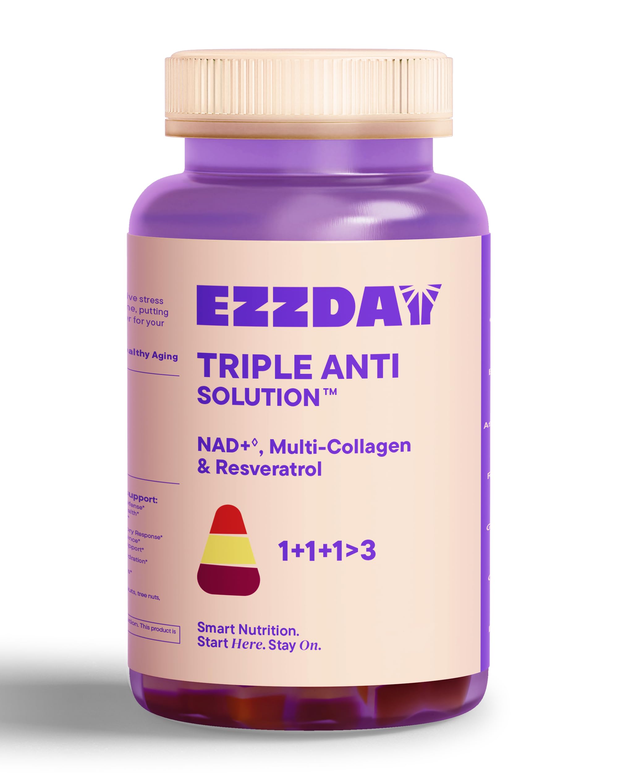 EZZDAY Triple Anti Solution - 3-Layer Anti-Aging Collagen Gummies (60 Count)