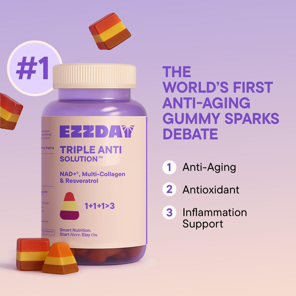EZZDAY Triple Anti Solution - 3-Layer Anti-Aging Collagen Gummies (60 Count)