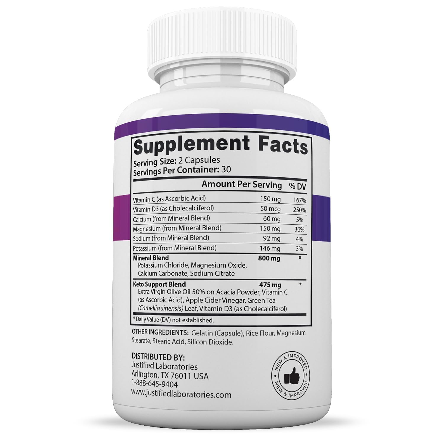 Justified Laboratories F1 Keto Pills 1275MG – New & Improved Formula | 60 Capsules