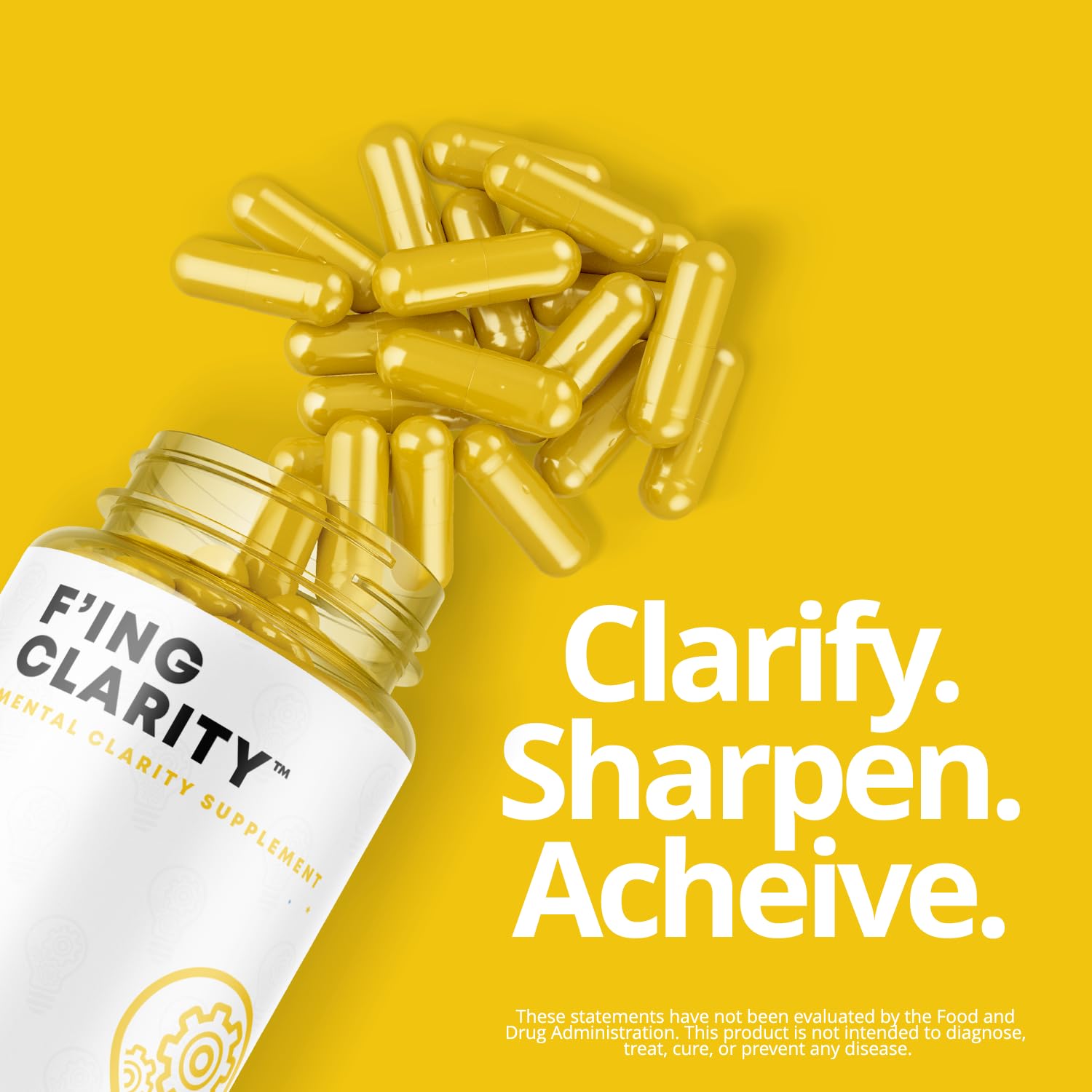 F'ing Clarity - Clarity, Memory + Brain Boosting Nootropic Supplement | Bacopa Extract, Phosphatidylserine 20%, Gingko Biloba Extract, Rhodiola Rosea Extract, DMAE Bittrartrate, B-12, Huperzine A