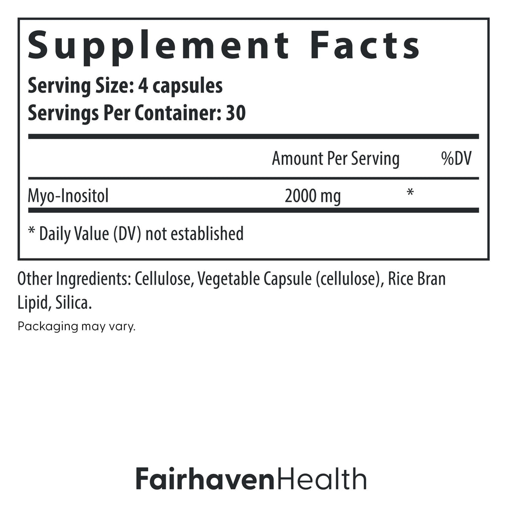 Fairhaven Health Myo-Inositol – Women & Men, Vegan, 2000mg, 120 Capsules