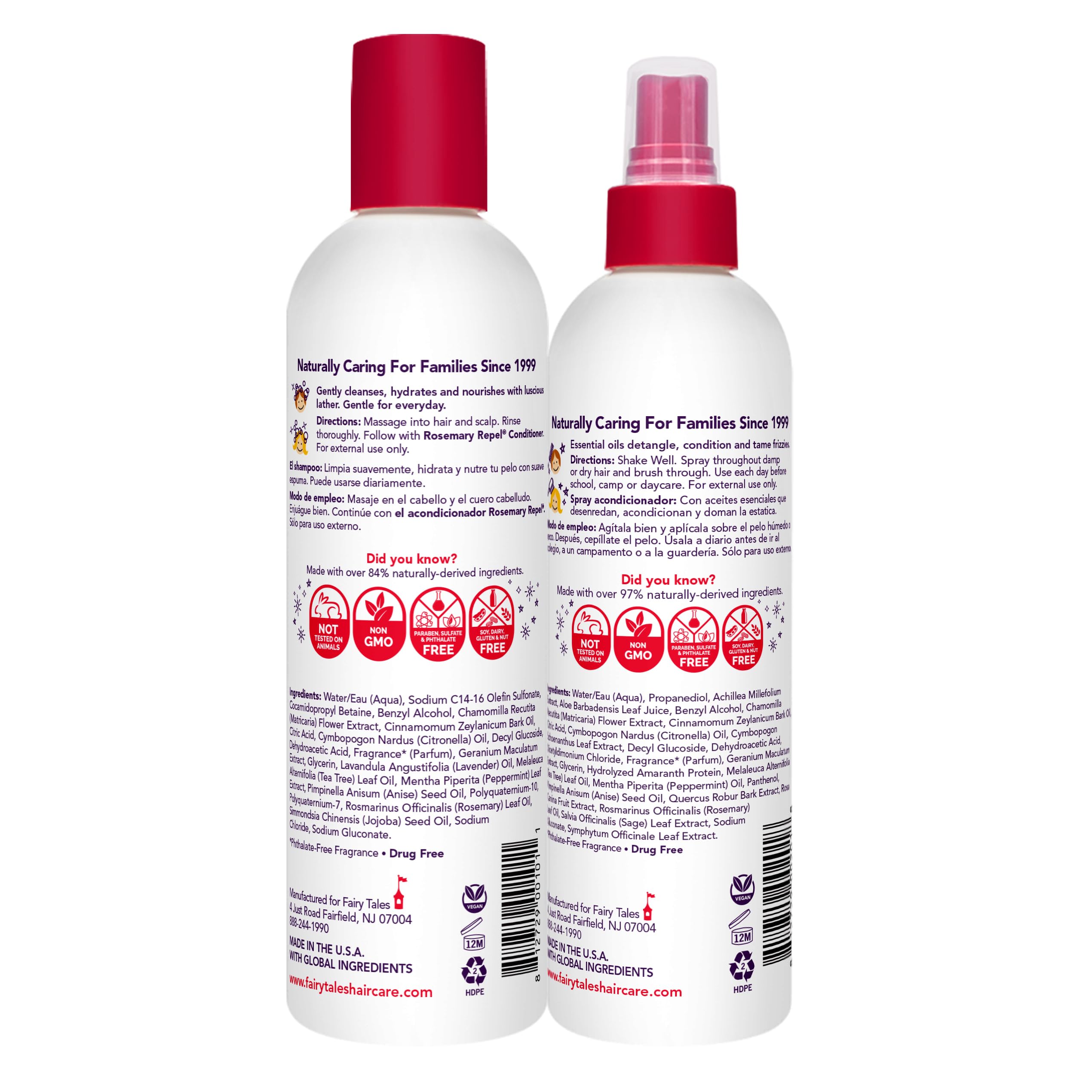 Fairy Tales Rosemary Repel Shampoo (12 oz) & Conditioning Spray (8 oz) Duo for Kids – Gentle, Detangling & Scented, Lice-Deterrence Potential