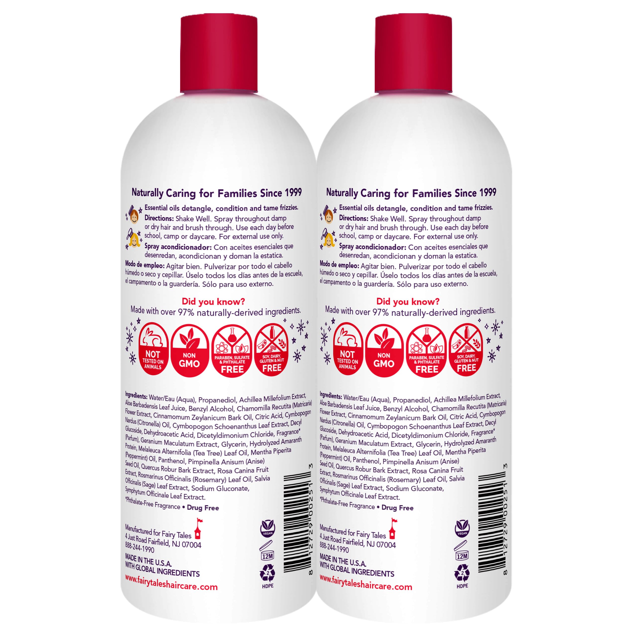Fairy Tales Rosemary Repel Daily Kids Conditioning Spray REFILL – 32 oz x 2, Gentle Detangling & Kid-Approved Scent