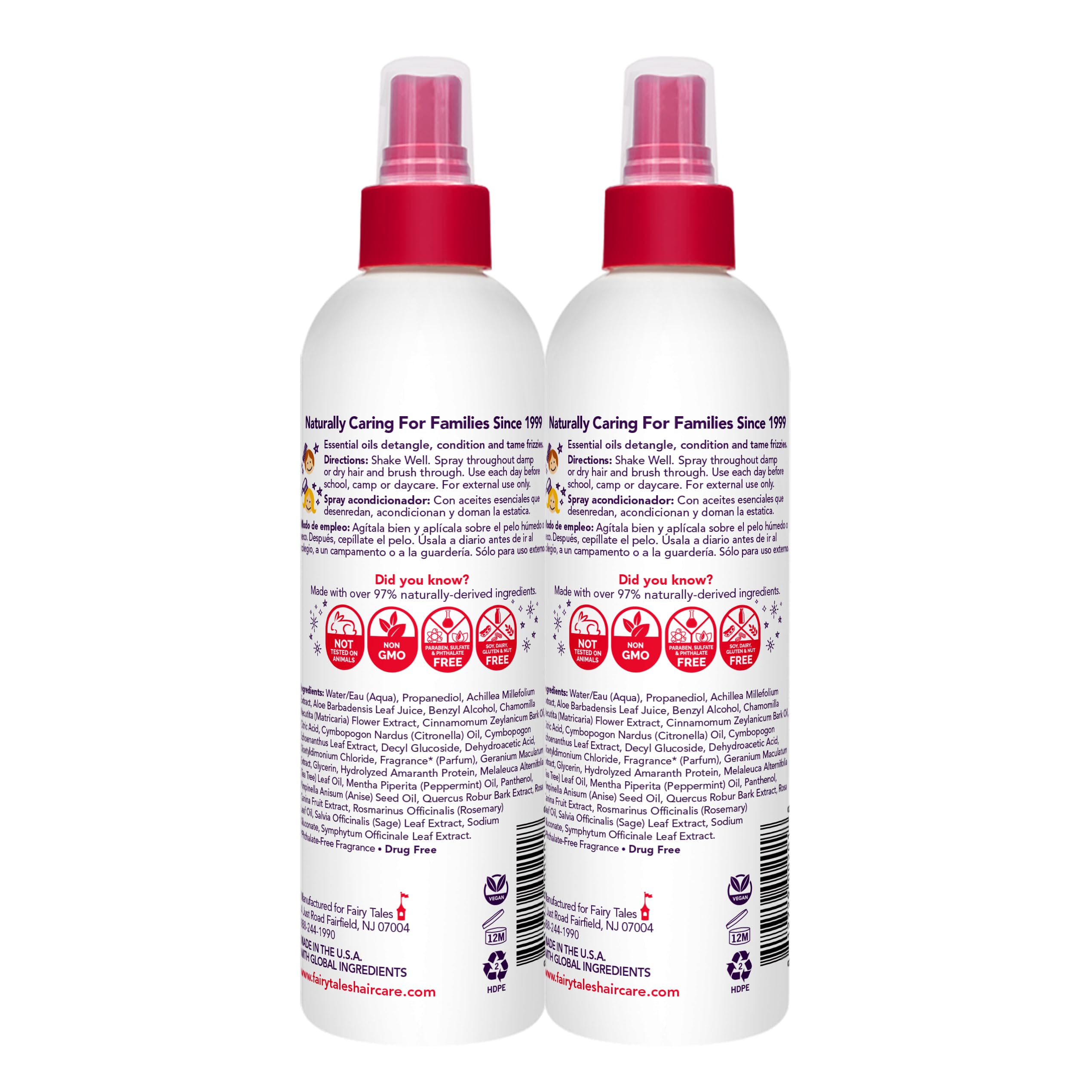 Fairy Tales Rosemary Repel Daily Kids Conditioning Spray – 8 oz x 2 | Gentle Detangling with Herbal Scent